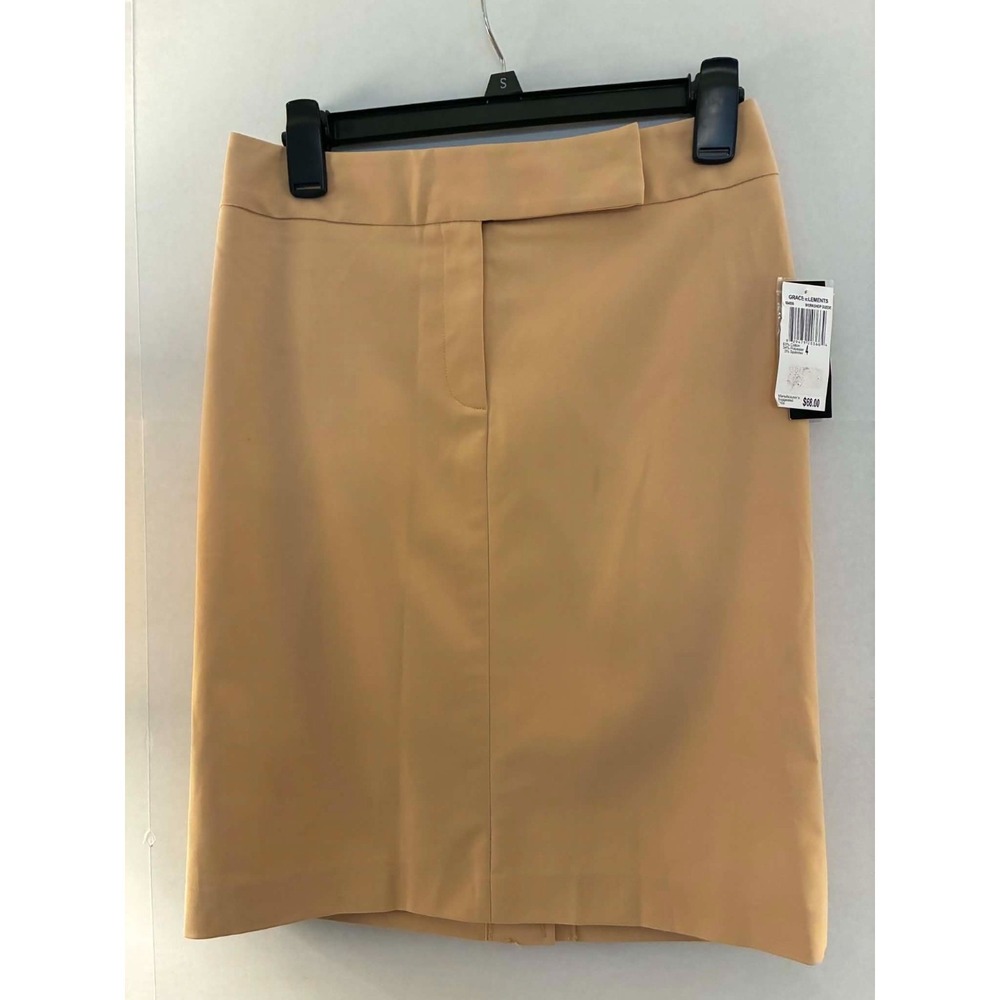 Grace Elements Workshop Suede Pencil Skirt Women's 4 Tan Camel Stretch Career‎
